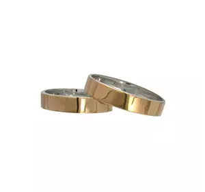 (Пара) Серебряные обручальные кольца с золотыми вставками "Американка"