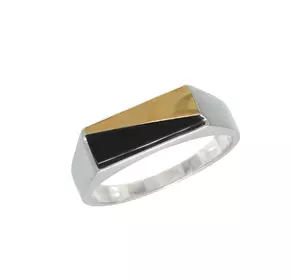 Мужской серебряный перстень с золотой пластиной "Арий"