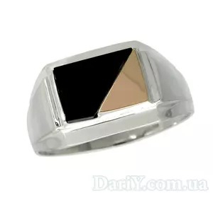 Мужской серебряный перстень с золотой пластиной "Неон"