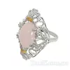 Серебряное кольцо с золотыми накладками "Джамала" розовый кварц