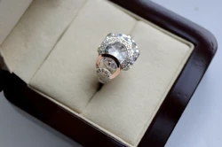 Серебряное кольцо с золотыми пластинами МЕЧТАТЕЛЬНИЦА