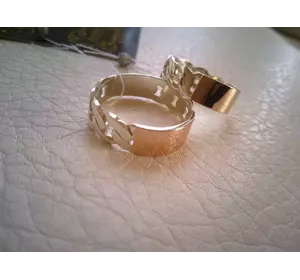 (Пара) Серебряные обручальные кольца с золотыми вставками "Цепочки"