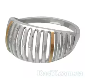 Женское серебряное кольцо с золотыми пластинами Скарабей