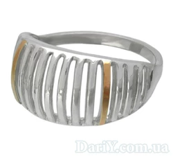 Женское серебряное кольцо с золотыми пластинами Скарабей