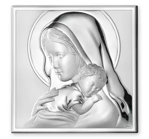 Икона серебряная "Мадонна с Младенцем" (12х12см) 81243.4L