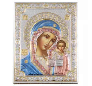 Икона серебряная в цвете Казанская Богородица (16х20см) 85302 4LCOL