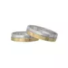 (Пара) Серебряные обручальные кольца с золотыми пластинами.