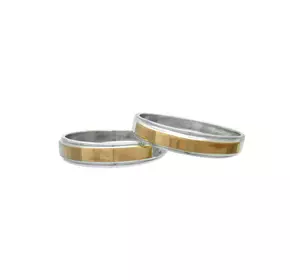 (Пара) Серебряные обручальные кольца с золотыми вставками "Богема"