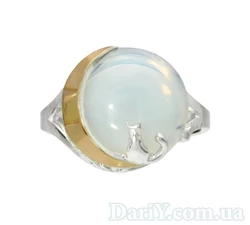 Женское серебряное кольцо с золотой пластиной  "Лунный свет"