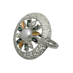 Серебряное кольцо с золотыми накладками Фортуна.