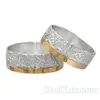 (Пара) Серебряные обручальные кольца с золотыми пластинами "Цветы в тебе"