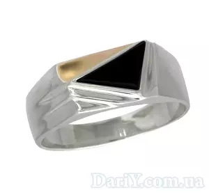 Мужской серебряный перстень с золотой пластиной "Рамсес"