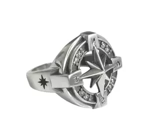 Серебряное кольцо Роза ветров.