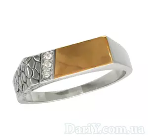 Мужской серебряный перстень с золотой пластиной "Дракарис"