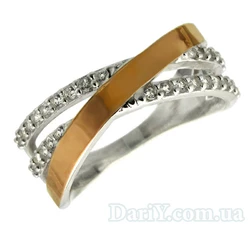 Женское серебряное кольцо с золотой пластиной "Наоми"