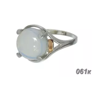 Женское серебряное кольцо с золотыми пластинами "Ирис" лунный камень