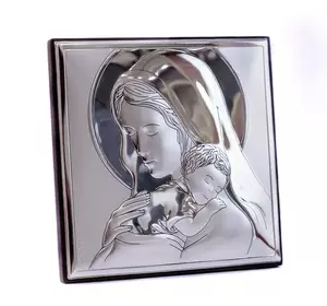 Икона серебряная "Мадонна с Младенцем"(8х8см) 81243.3L