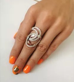 Серебряное кольцо с золотой пластиной Мечтательница