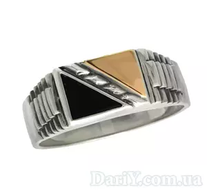Мужской серебряный перстень с золотой пластиной "Уэльс"