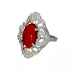 Серебряное кольцо с золотыми накладками "Джамала" коралл Серебряное кольцо с золотыми накладками "Джамала" коралл