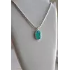 Серебряный Кулон с Цепочкой и Натуральным Хризопразом Серебряный Кулон с Цепочкой и Натуральным Хризопразом