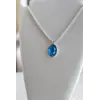 Серебряный Кулон с Цепочкой и Натуральным Аквамарином Серебряный Кулон с Цепочкой и Натуральным Аквамарином