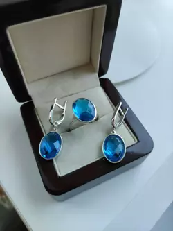 Серебряный набор  с Аквамарином Серебряный набор  с Аквамарином