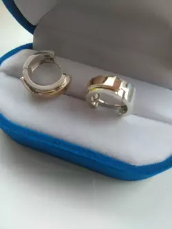 Серебряные серьги с золотыми накладками "Забава" Серебряные серьги с золотыми накладками "Забава"
