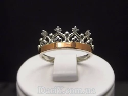Серебряное кольцо с золотой пластиной Корона Premium. Серебряное кольцо с золотой пластиной Корона Premium.