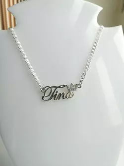 Серебряный именное колье Тина Tina Серебряный именное колье Тина Tina