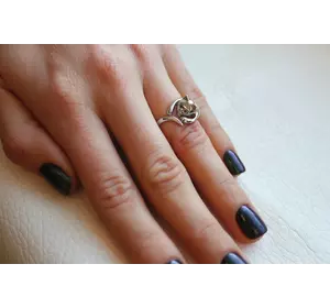 Серебряное  родированое кольцо Кошка Серебряное  родированое кольцо Кошка