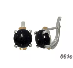 Серебряные серьги с золотыми накладками "Ирис" авантюрин Ночь Каира Серебряные серьги с золотыми накладками "Ирис" авантюрин Ночь Каира