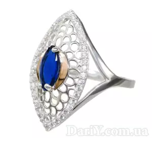 Женское серебряное кольцо с золотой пластиной "Адель" Женское серебряное кольцо с золотой пластиной "Адель"