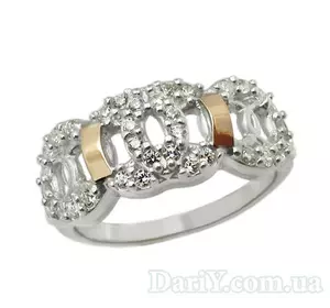 Женское серебряное кольцо с золотыми пластинами Олимпия. Женское серебряное кольцо с золотыми пластинами Олимпия.