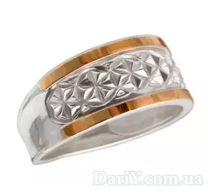 Женское серебряное кольцо с золотыми пластинами "Сияние" Женское серебряное кольцо с золотыми пластинами "Сияние"