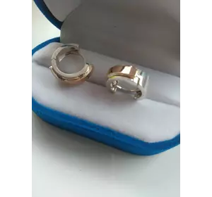 Серебряные серьги с золотыми накладками "Забава" Серебряные серьги с золотыми накладками "Забава"